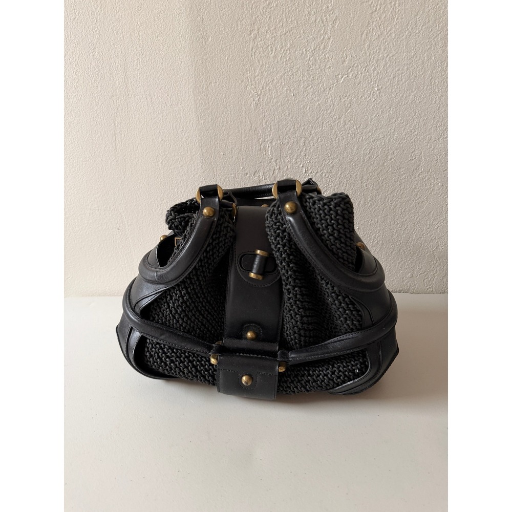 Alexander McQueen Black Leather Crochet Novak Satchel Bag with Pouch Handbag - Picture 6 of 14